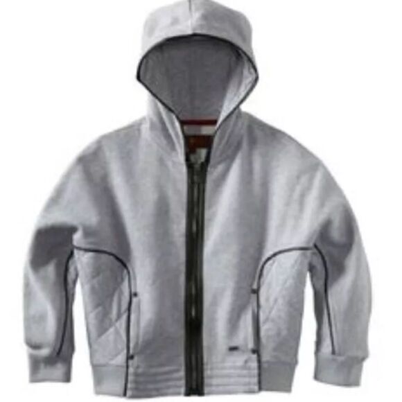 NWT 7 For All Mankind  Girls hoodie quilted jacket faux leather detail XL - Picture 1 of 9
